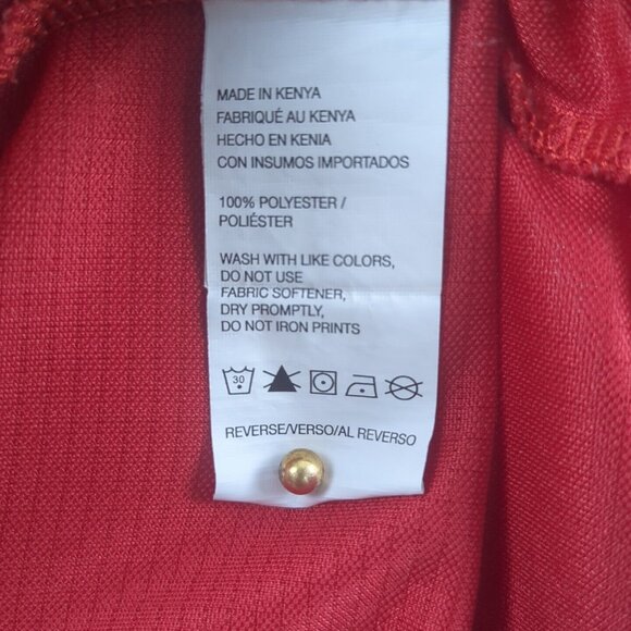 IZOD Golf Red Polo Shirt Short Sleeve Large 100% Polyester Grid Pattern Textured - Picture 9 of 11